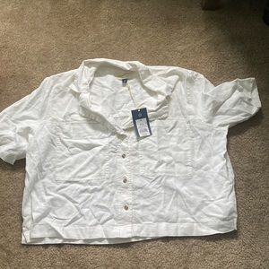 Target linen white button down crop shirt size clothes brand new with tags